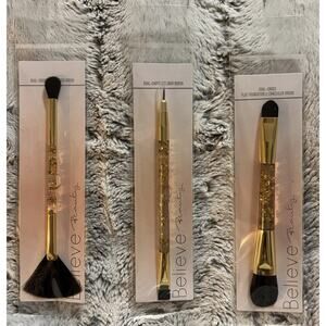 Believe Beauty Dual Ended Makeup Brush Set 3pc Highlight Foundation Eyeliner